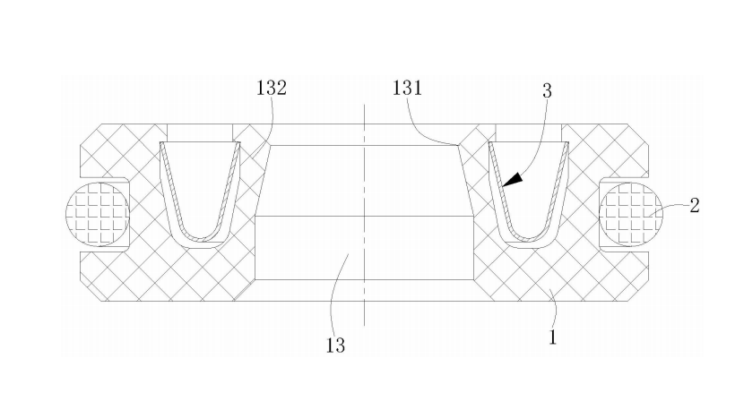 一種耐壓油封件 圖2是本實(shí)用新型的H型油封件的剖視圖